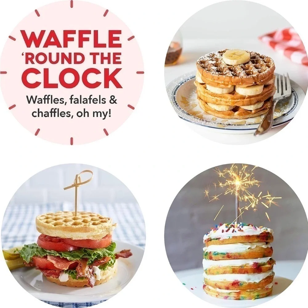 DASH Mini Maker NIB Individual Waffles Hash Browns Keto Chaffles Non-Stick Red